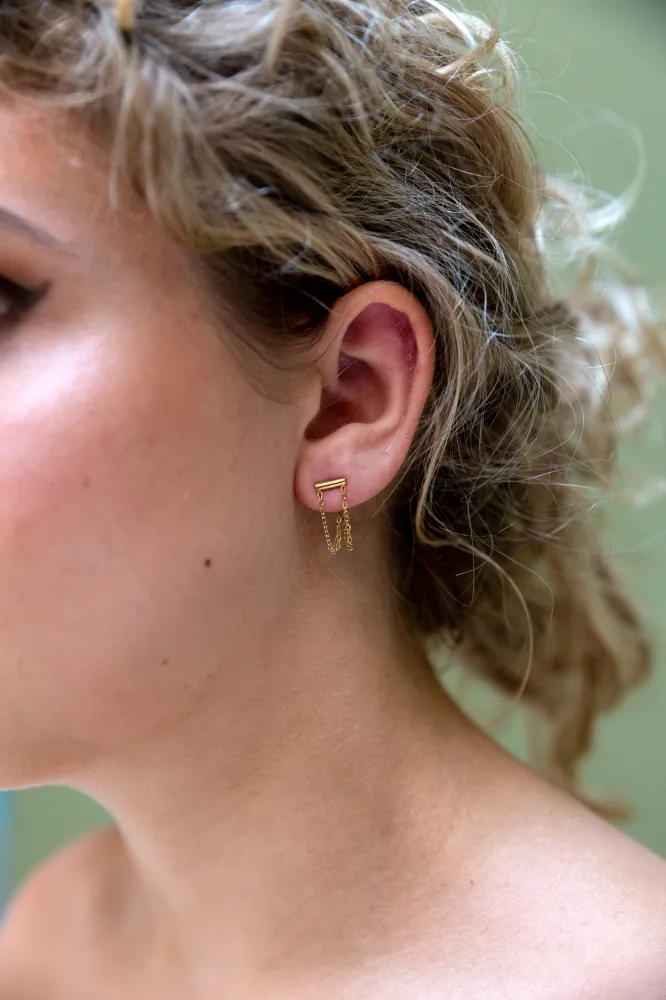 Oorbellen Double Chain goud Go Dutch Label