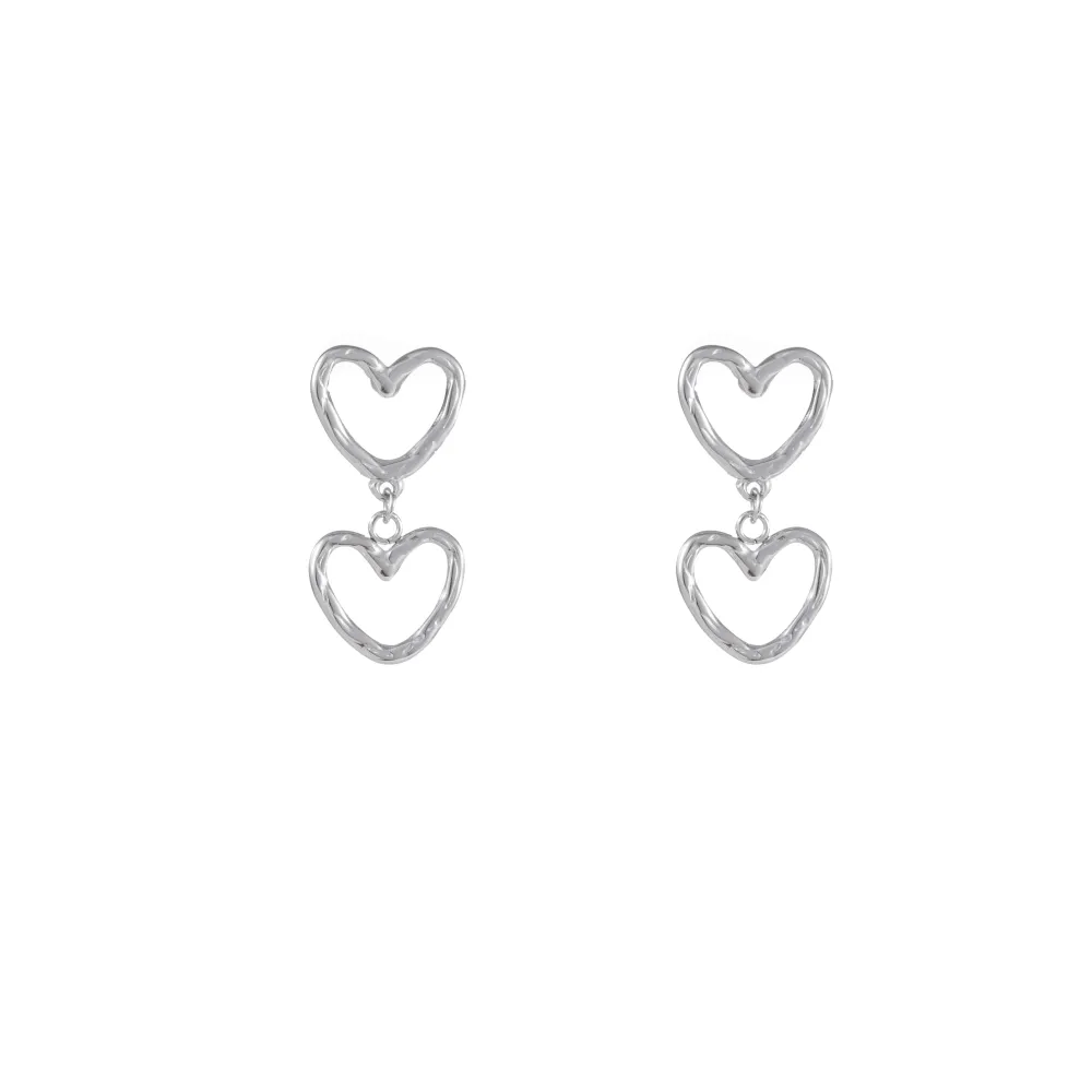 Oorbellen Double Hearts zilver Go Dutch Label
