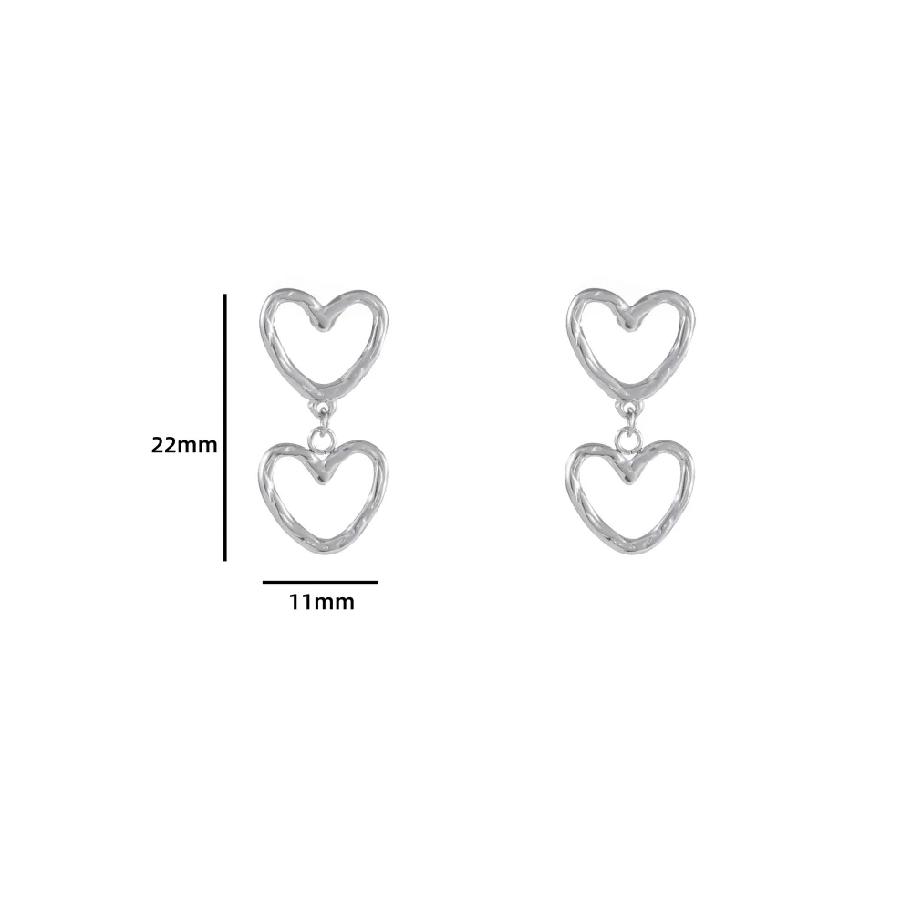Oorbellen Double Hearts zilver Go Dutch Label