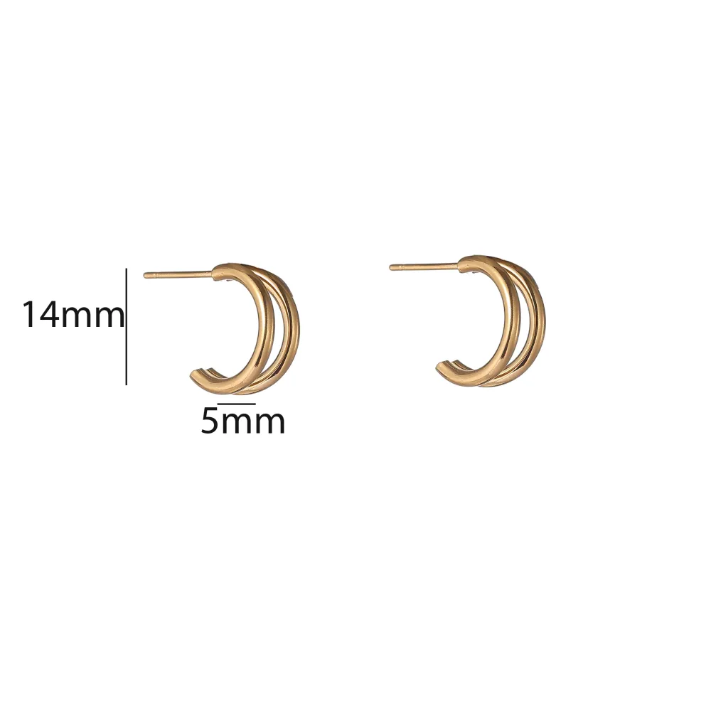 Oorbellen Double Line Hoop - Goud Go Dutch Label