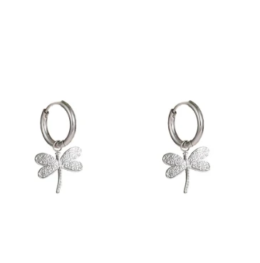 Oorbellen Dragonfly zilver Go Dutch Label