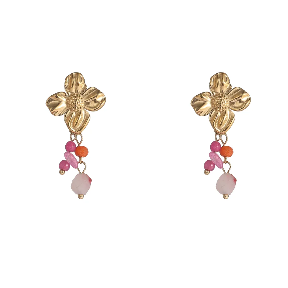Oorbellen Flower Dangle - Goud Go Dutch Label