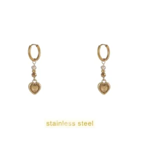 Oorbellen Long Heart Bead Hoop Go Dutch Label