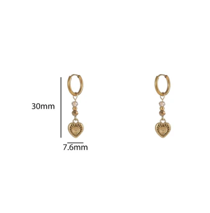 Oorbellen Long Heart Bead Hoop Go Dutch Label
