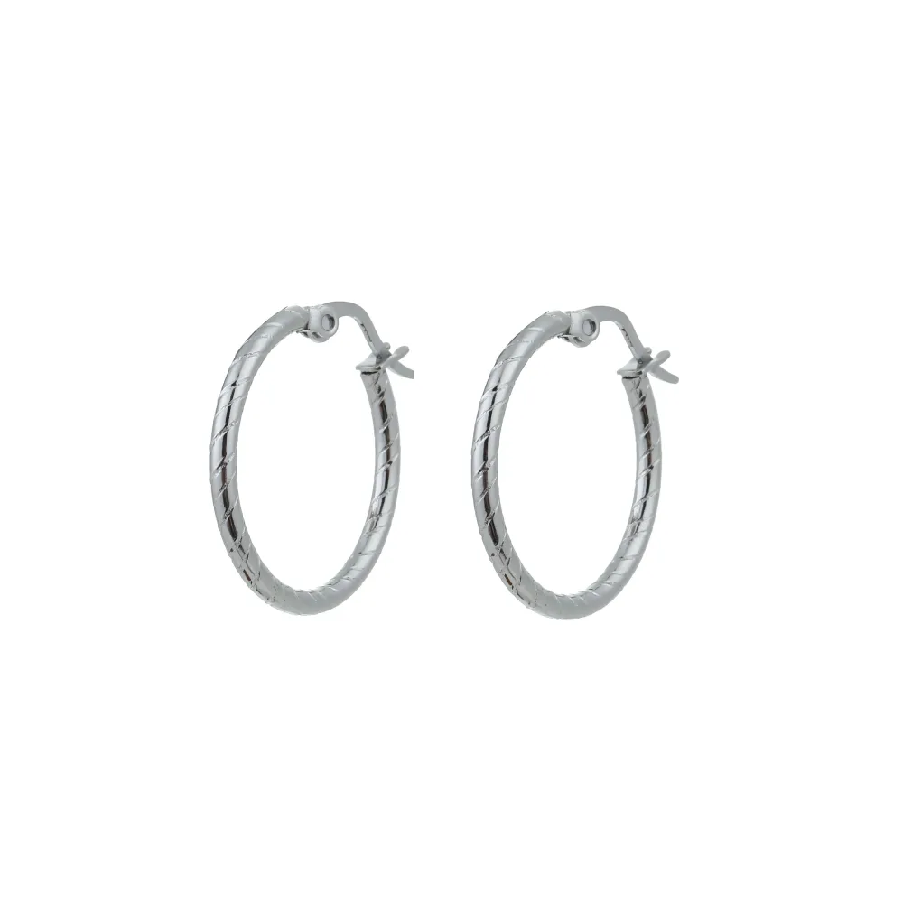 Oorbellen Roped hoop 20 mm zilver Go Dutch Label