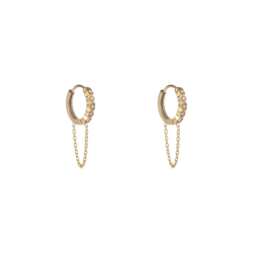 Oorbellen Sparkle Hoop + Chain Go Dutch Label