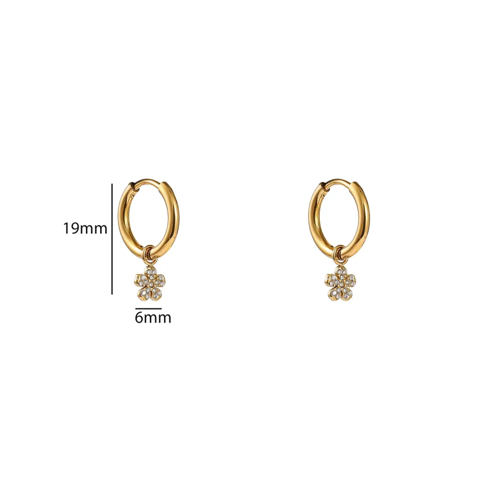 Oorbellen Sparkly Flower Hoop - Goud Go Dutch Label