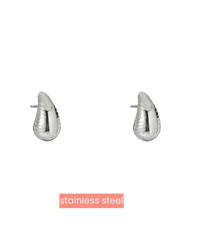 Oorbellen Striped Haily Drop - zilver Go Dutch Label
