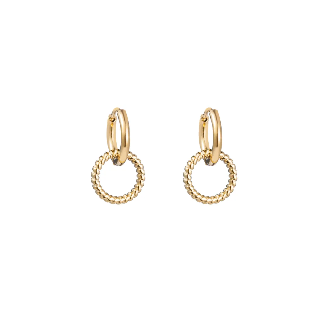 Oorbellen Twisted Circle goud Go Dutch Label