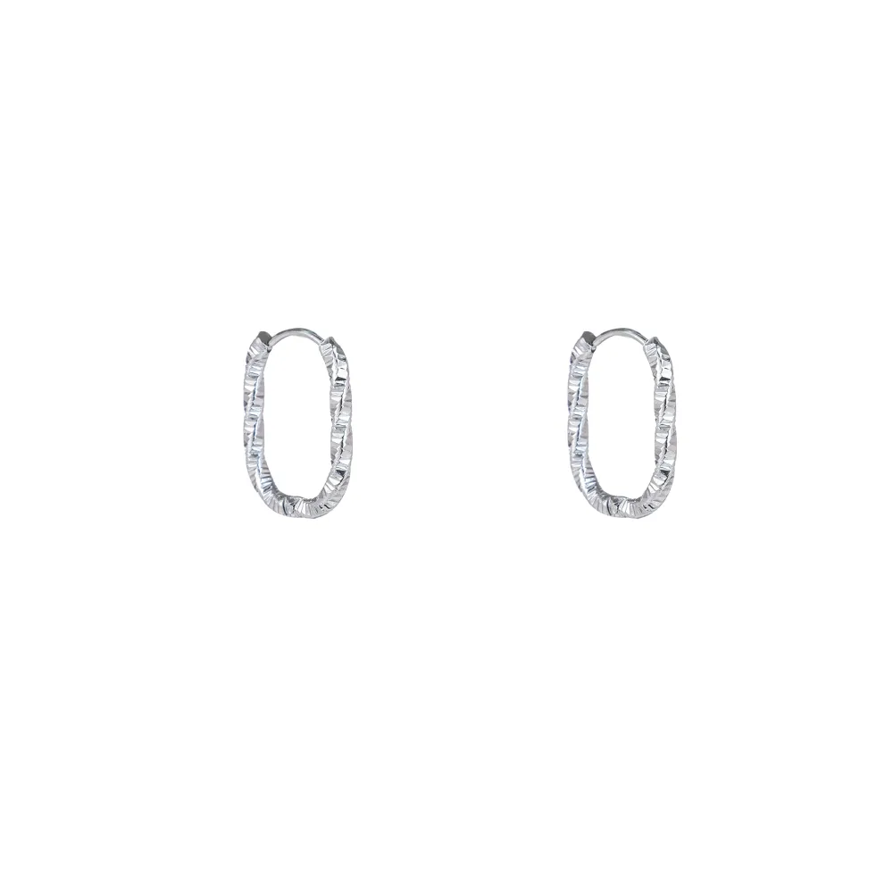 Oorbellen Twisted Oval Hoop zilver Go Dutch Label