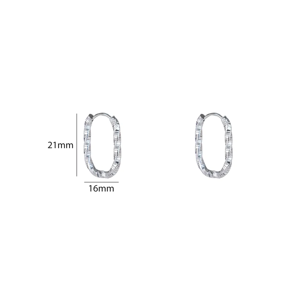 Oorbellen Twisted Oval Hoop zilver Go Dutch Label