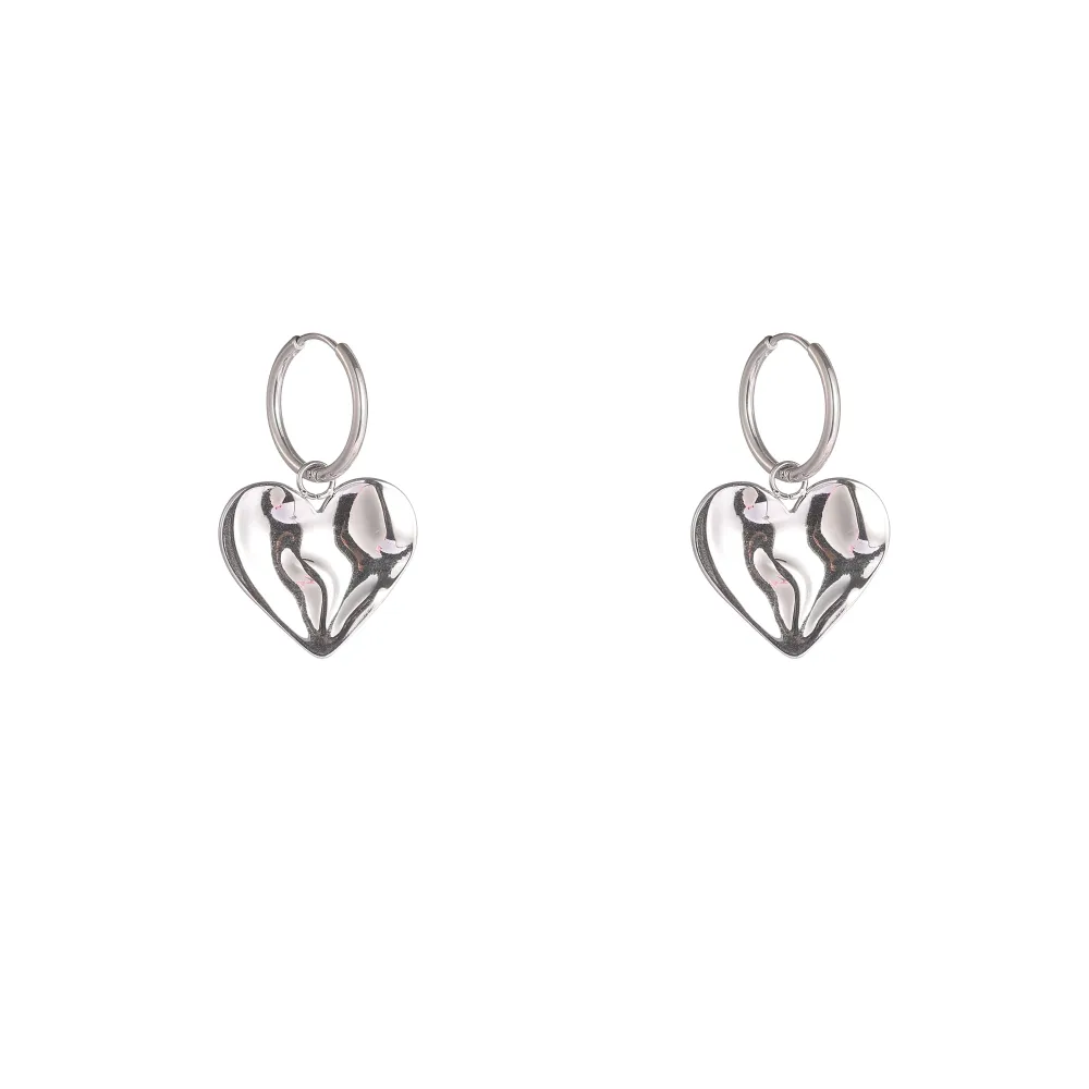 Oorbellen Wavy Heart Hoop zilver Go Dutch Label
