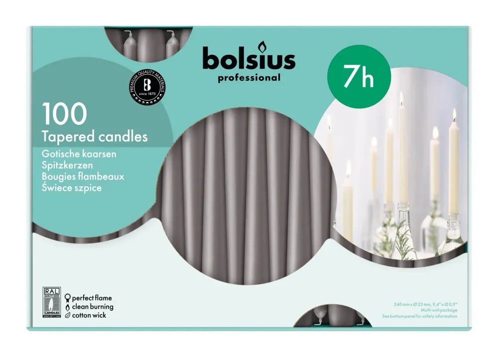 Gotische kaarsen taupe 100 st. -