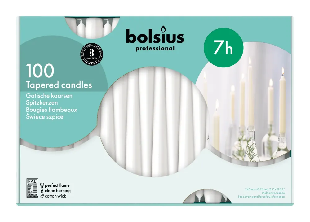 Gotische kaarsen wit 100 st. -