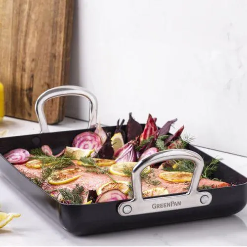 GreenPan Barcelana Pro vierkante grill met keramische antikleeflaag 28 cm
