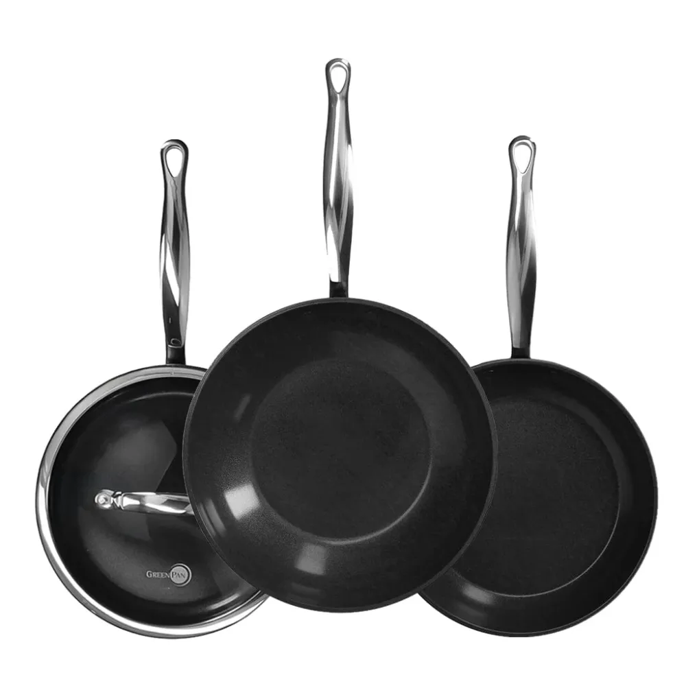 GreenPan - Barcelona Pro 4-delige Pannenset 24/24/28 cm - koekenpan + stoofpan met deksel + wokpan