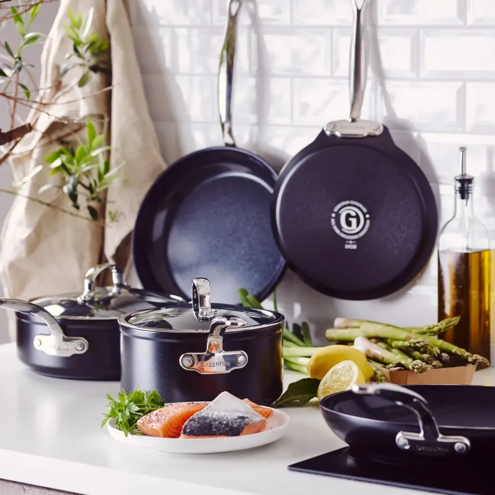 GreenPan - Barcelona Pro XL 6-delige Pannenset 20/24/24/28/22 cm - 2 koekenpannen + stoofpan met deksel + wokpan + braadpan
