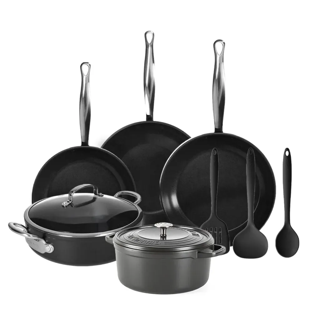 GreenPan - Barcelona Pro All You Need 9-delige Pannenset 20/24/24/28/22 cm - 2 koekenpannen + stoofpan met deksel + wokpan...