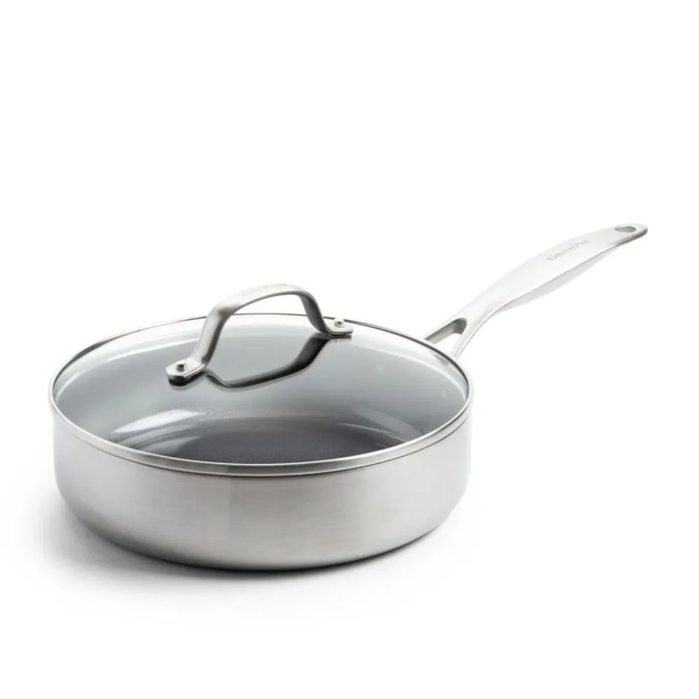 GreenPan - Geneva 4-delige Pannenset 18/24/24 cm - 2 Koekenpannen + Stoofpan met deksel