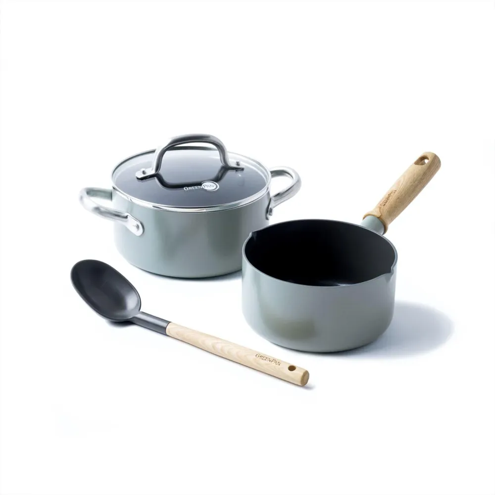 Greenpan Mayflower SET 2 : kookpot 20cm + steelpan 16cm + scheplepel