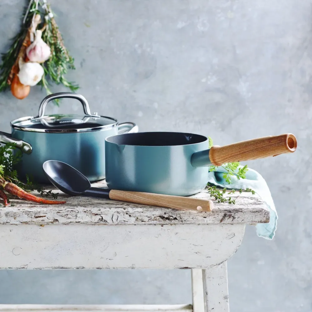 Greenpan Mayflower steelpan z/deksel 16cm met 2 tuiten