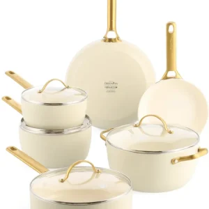 GreenPan Pannenset Padova Reserve Cream White 6-delig - Keramische anti-aanbaklaag - Kookpan ø 24 cm, Steelpan ø 18, 20 cm...