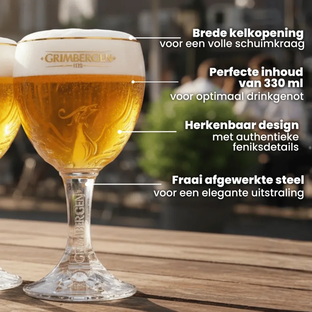 Grimbergen Bierglazen op Voet - 330 ml - 6 stuks