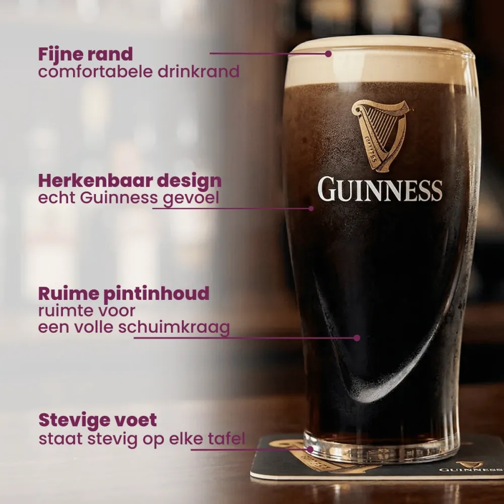 Guinness Bierglazen Pint 500 ml - 6 Stuks