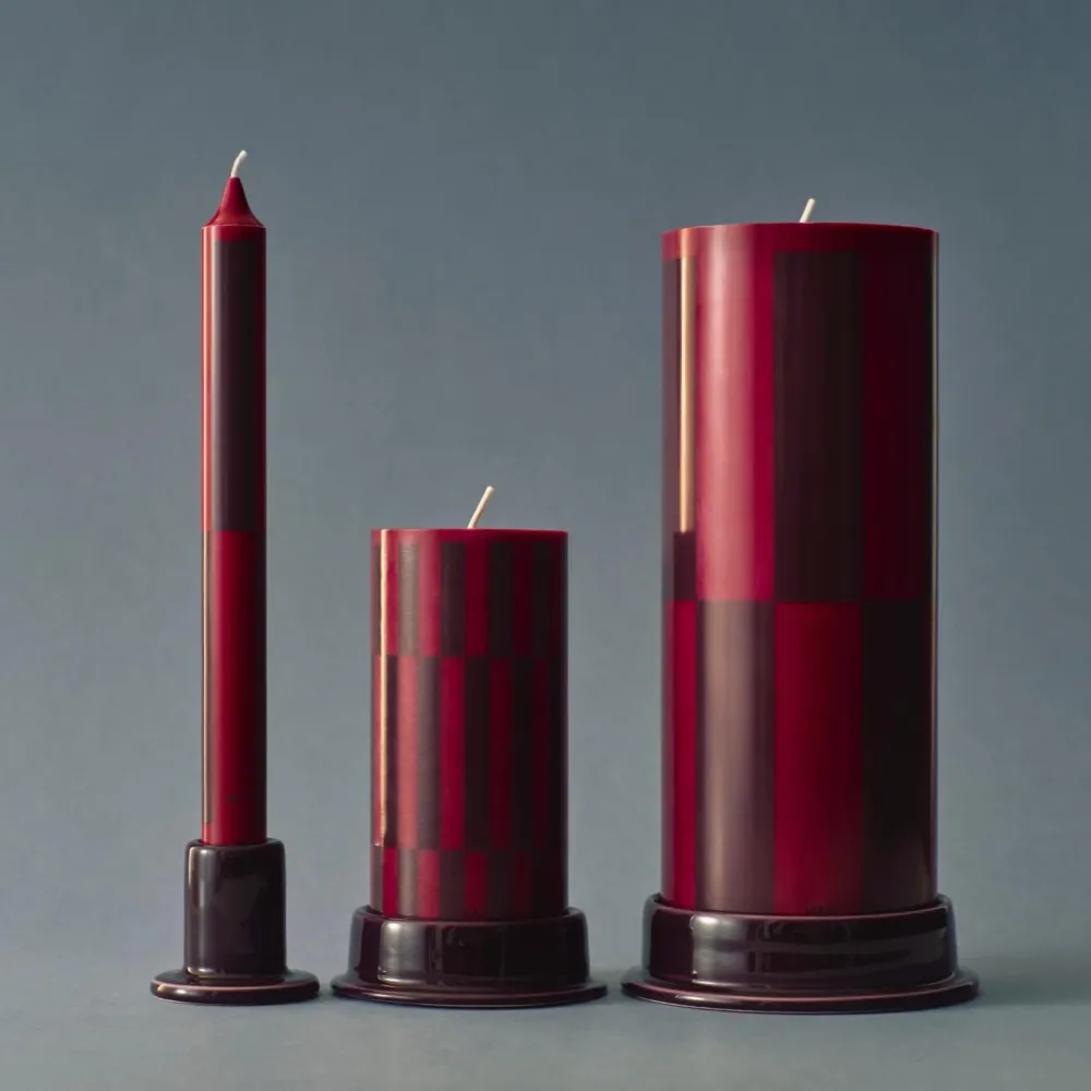 Hay Patroon Kaarsen Rood en Bordeaux 4 st.