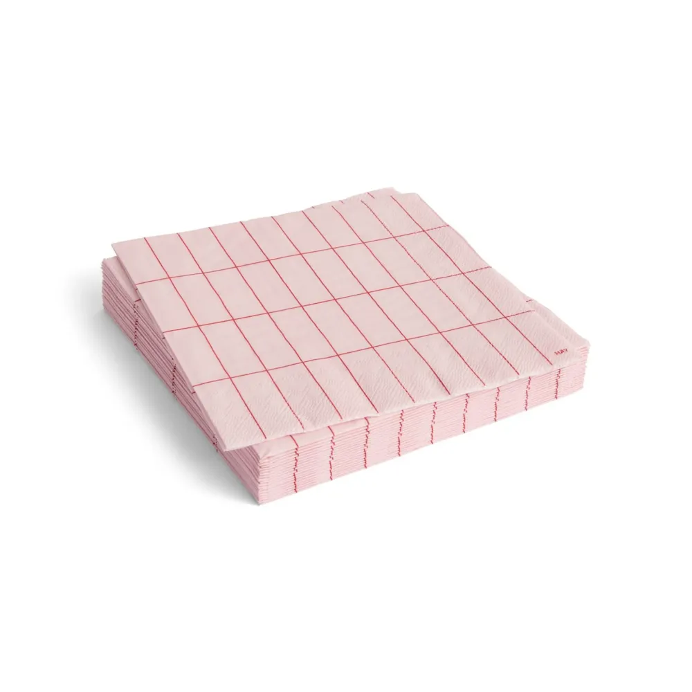 Hay Pattern Papieren Servetten Lichtroze Rood Grid 40/40