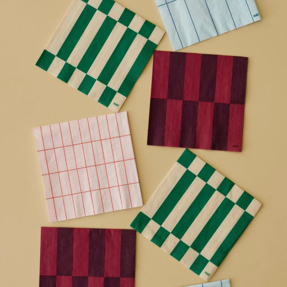 Hay Pattern Papieren Servetten Lichtroze Rood Grid 40/40