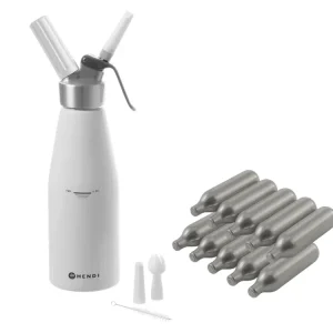 Hendi Slagroomspuit Wit 950 ml + Slagroompatronen 10 stuks