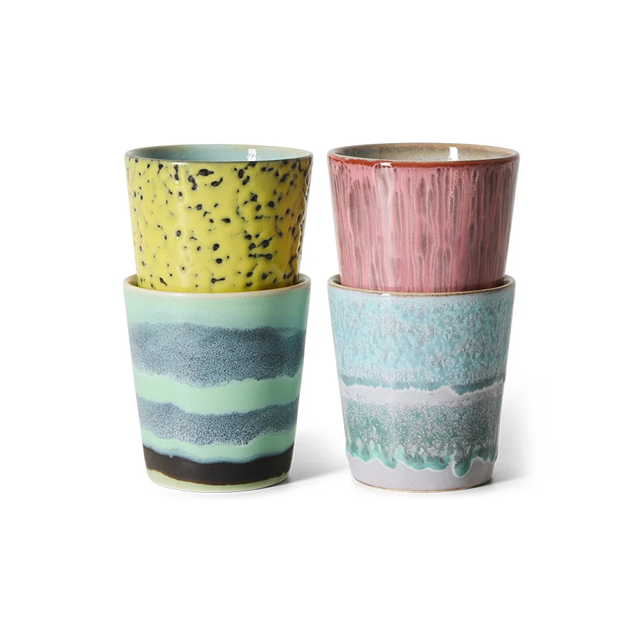 70s Ceramics: Koffie Mokken Artistic S/4 HK Living