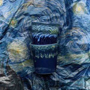 HK Living 70s Ceramics Coffee Mugs Starry Night Van Gogh / set van 2