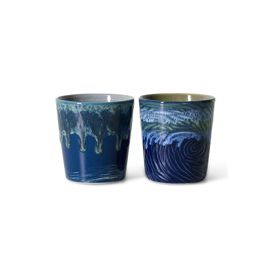 HK Living 70s Ceramics Coffee Mugs Starry Night Van Gogh / set van 2