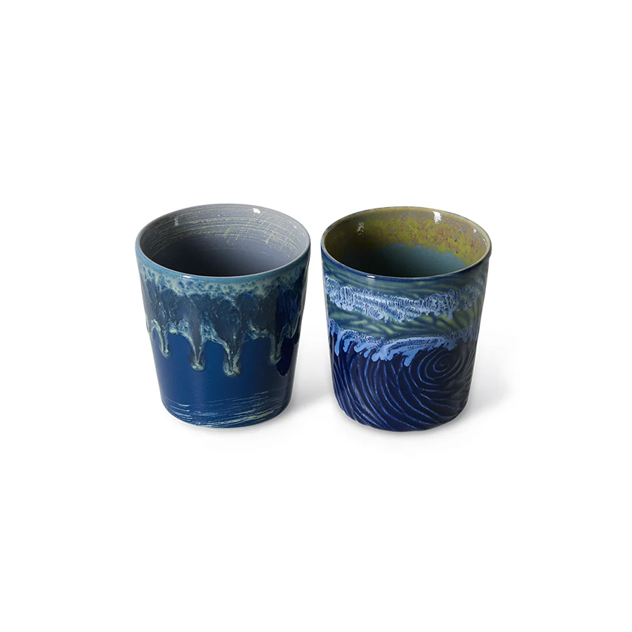 HK Living 70s Ceramics Coffee Mugs Starry Night Van Gogh / set van 2