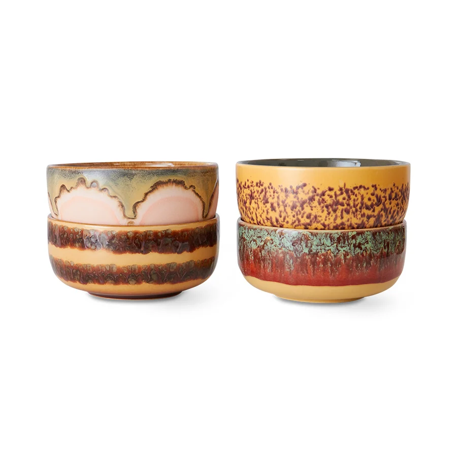 HK Living 70s ceramics: Dessert bowls Harbour / set van 4
