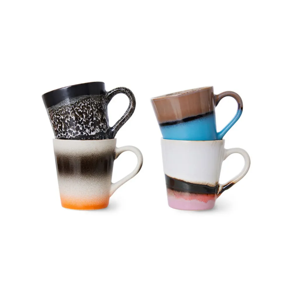 HK Living 70s Ceramics Espresso Kop Funky 4 st.