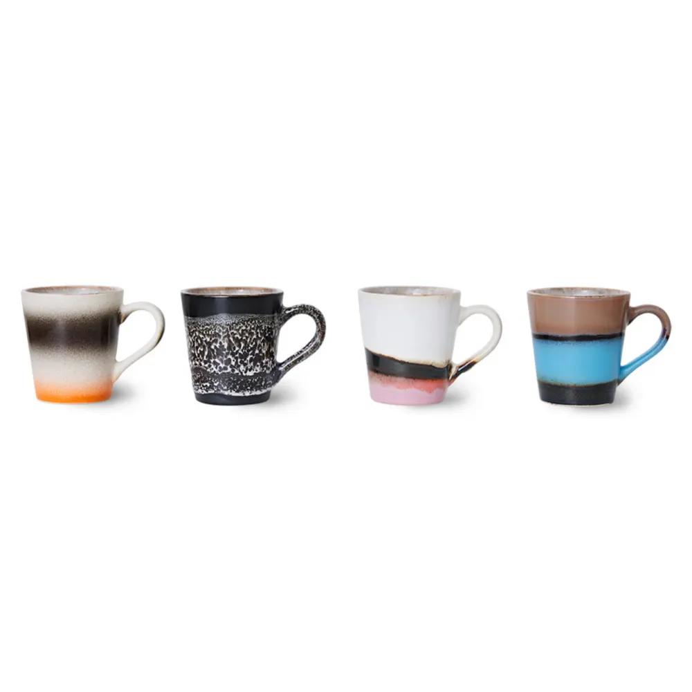 HK Living 70s Ceramics Espresso Kop Funky 4 st.