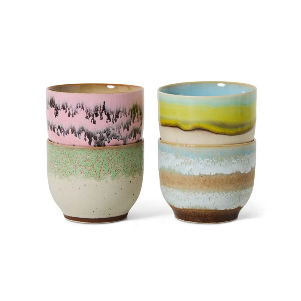 HK Living 70s Ceramics Koffiekop Deco 4 st.