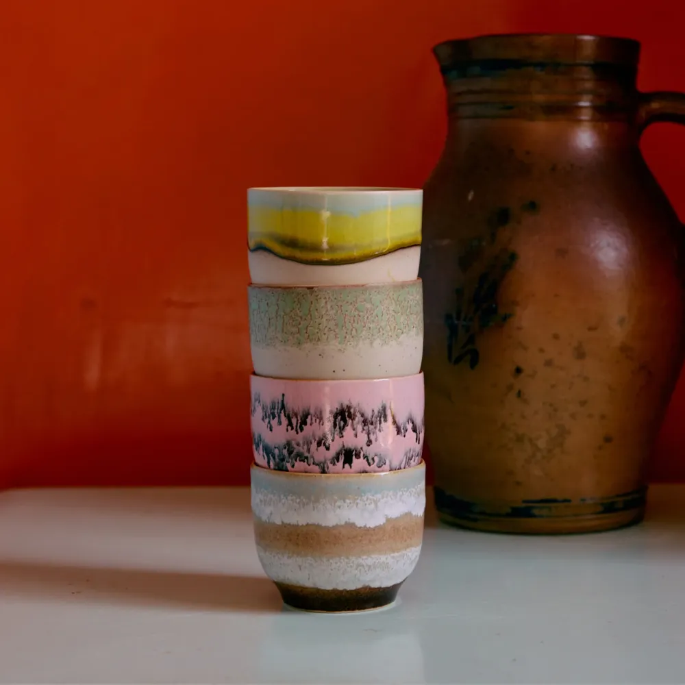 HK Living 70s Ceramics Koffiekop Deco 4 st.