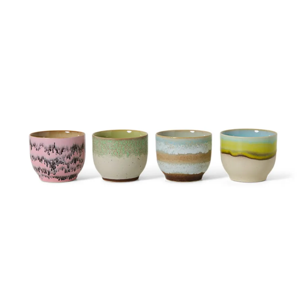 HK Living 70s Ceramics Koffiekop Deco 4 st.