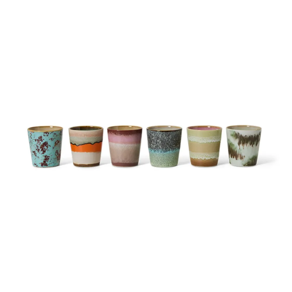 HK Living 70s Ceramics Koffiemok Surreal 6 st.