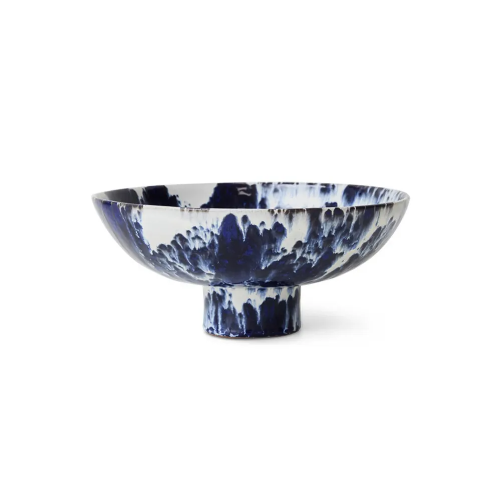HK Living 70s Ceramics Kom op Voet Indigo