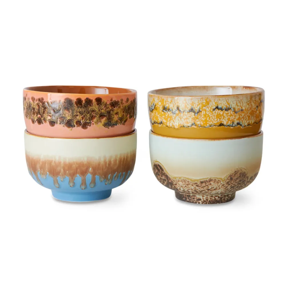 HK Living 70s Ceramics Noodle Kom Seabreeze D13 4 st.