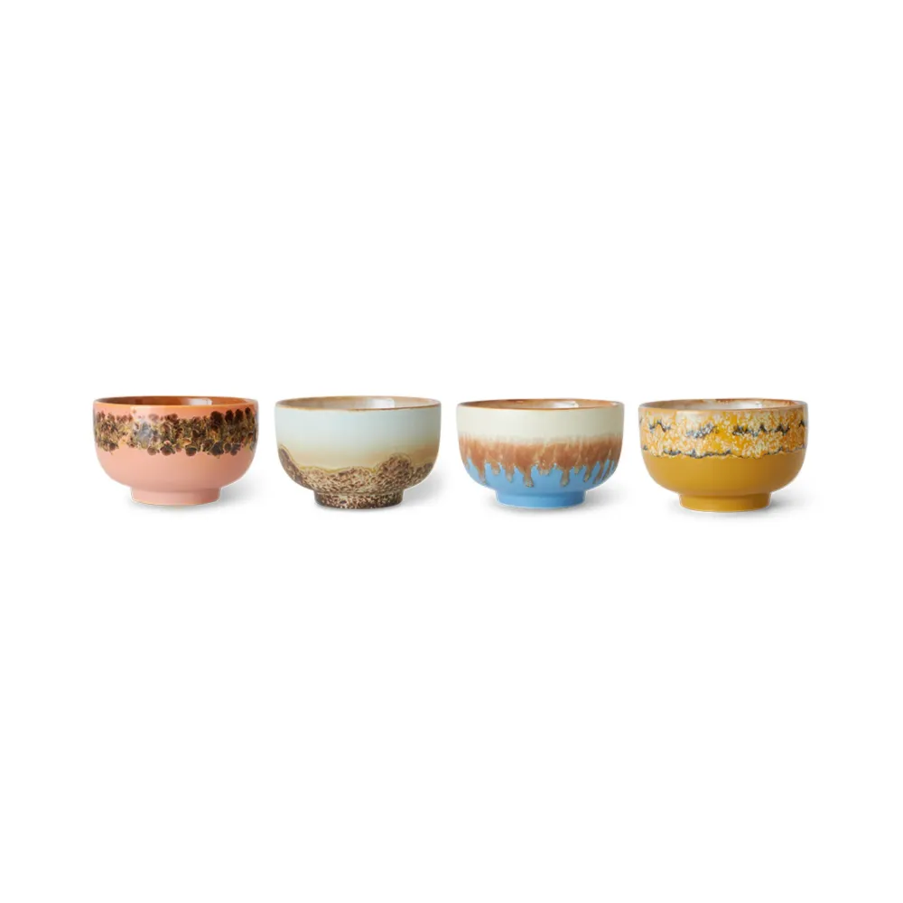 HK Living 70s Ceramics Noodle Kom Seabreeze D13 4 st.