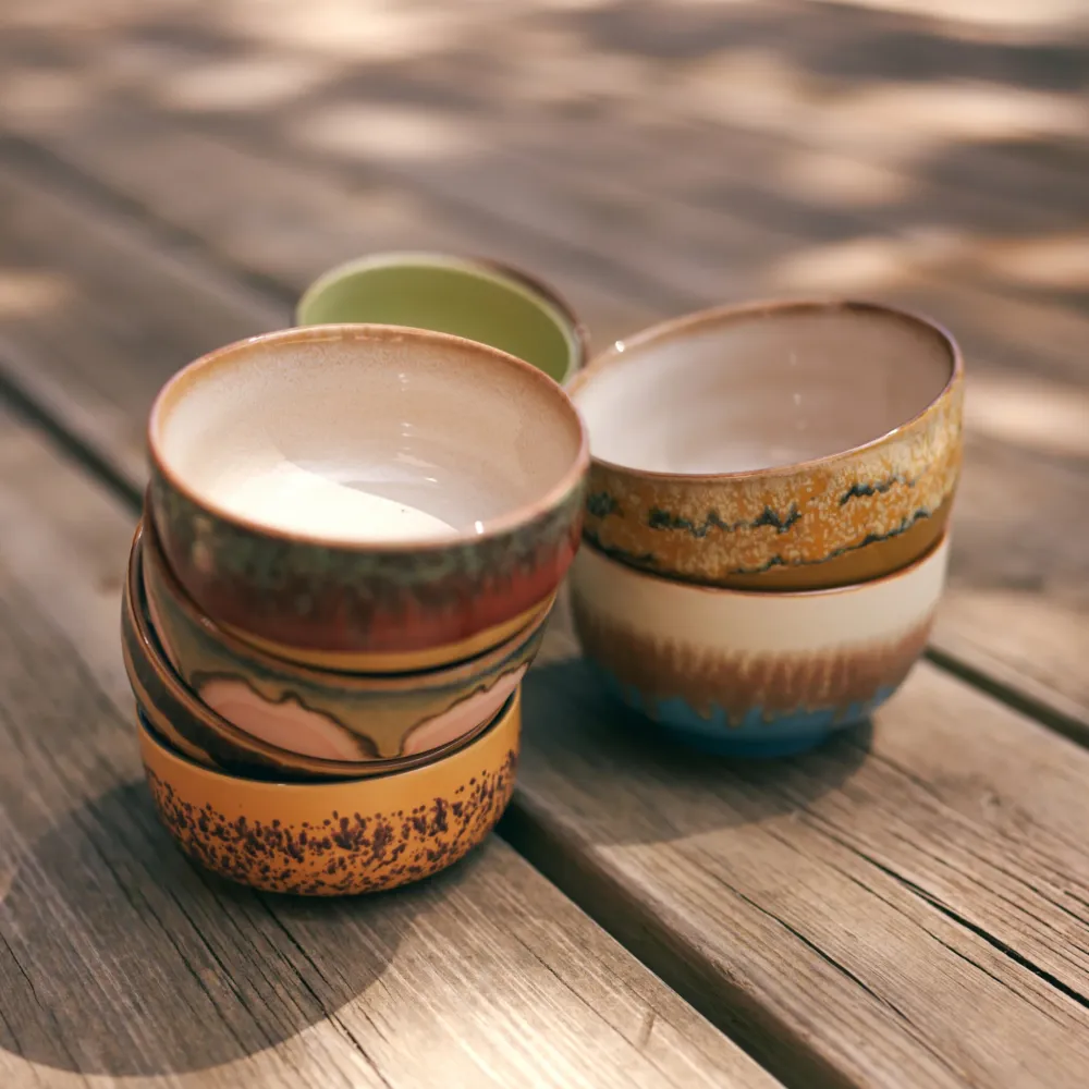 HK Living 70s Ceramics Noodle Kom Seabreeze D13 4 st.