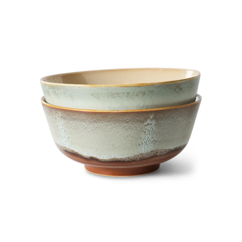 HK Living 70s Ceramics Ramen Kom Verge 2 st.