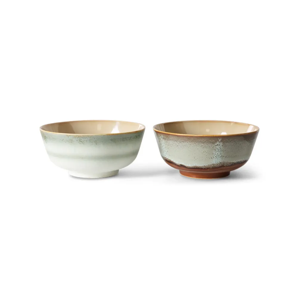 HK Living 70s Ceramics Ramen Kom Verge 2 st.