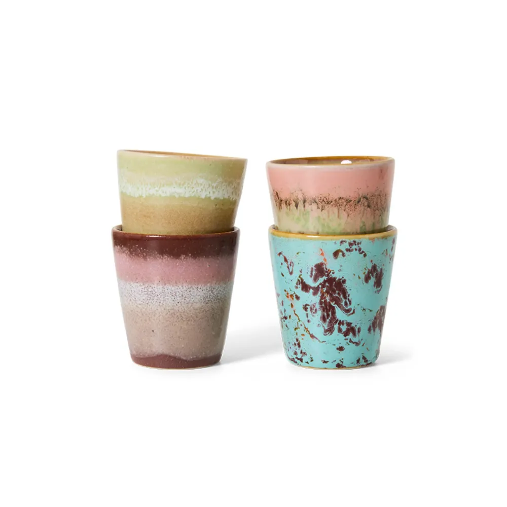HK Living 70s Ceramics Ristretto Mok Futurism 4 st.